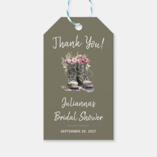 Military Themed Bridal Shower, Boots, Floral, Army Gift Tags