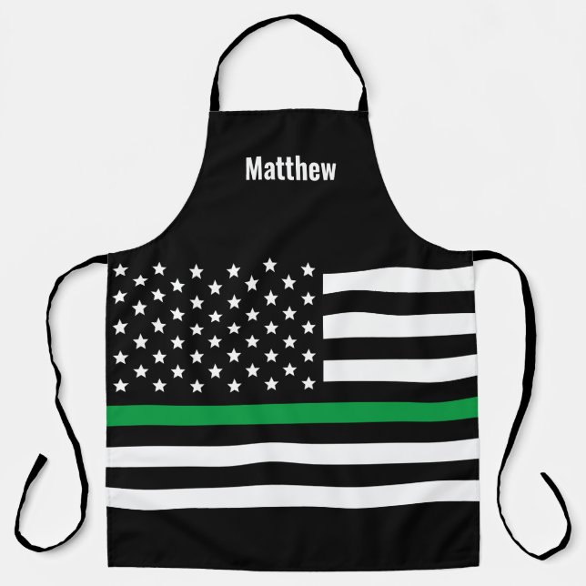 Military Thin Green Line American Flag Apron (Front)