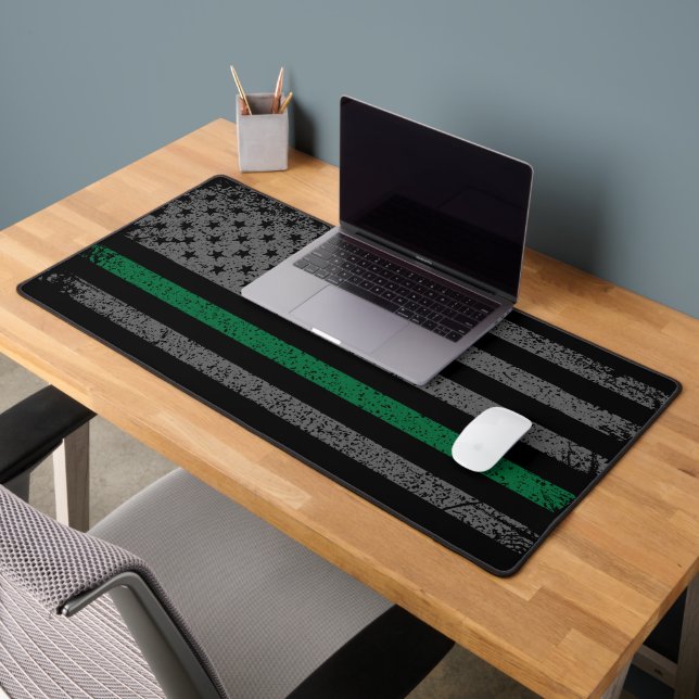 Military Thin Green Line Flag Desk Mat (Office 2)