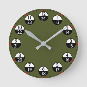 Military Time 24 hour Round Clock
