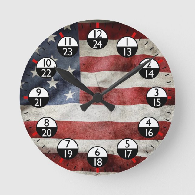 Military Time 24 hour  Round Clock (Front)