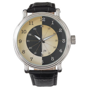 Military time mens watch with personalised initial
