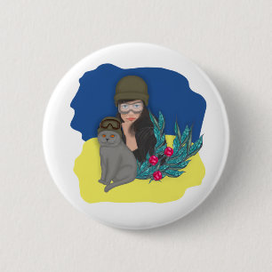 Military Ukrainian Woman 6 Cm Round Badge