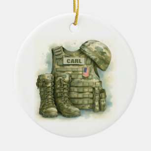 Military Uniform Ornament, Military, Boots & Hat Ceramic Tree Decoration