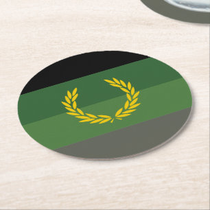 Military Uniform Pride Flag Round Paper Coaster