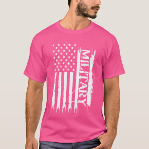 Military United States Distressed w US Flag T-Shirt