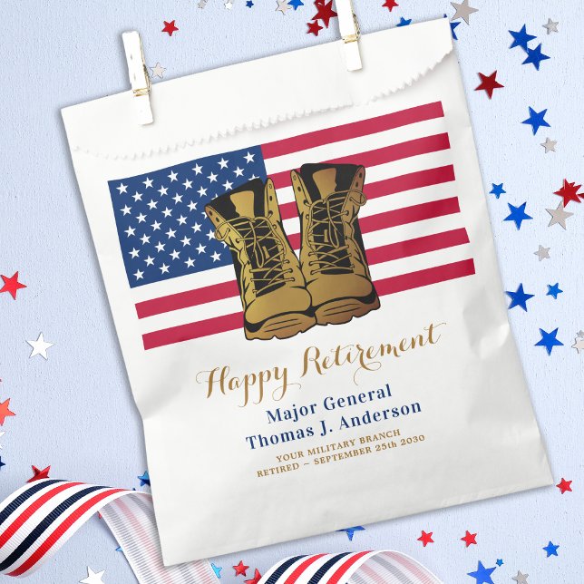 Military USA American Flag Boots Retirement Party Favour Bags (Creator Uploaded)