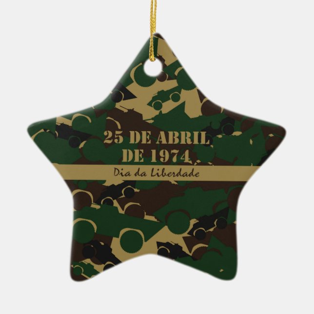 Military vehicle camouflage pattern ceramic tree decoration (Front)