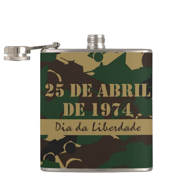 Military vehicle camouflage pattern hip flask (Opened)