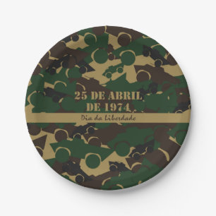 Military vehicle camouflage pattern paper plate