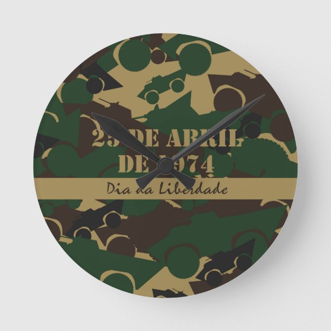 Military vehicle camouflage pattern round clock (Front)