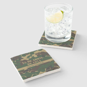 Military vehicle camouflage pattern stone coaster