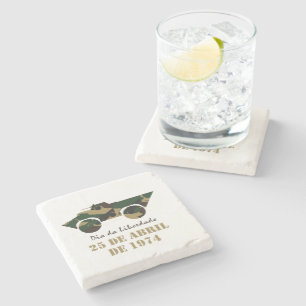 Military vehicle symbol of 25 April Revolution Stone Coaster