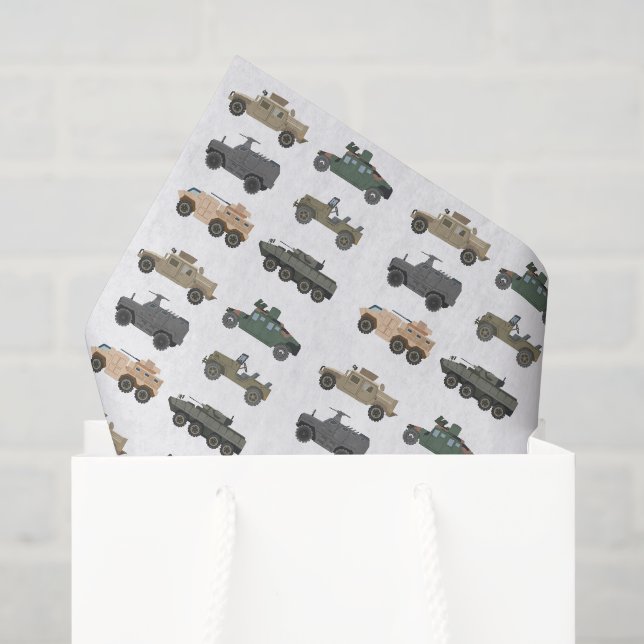 Military Vehicles Decoupage Tissue Paper, Tank Paper (Gift Bag)
