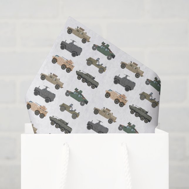 Military Vehicles Tissue Paper, Tank Decoupage Paper (Gift Bag)