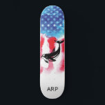 *~* Military Vet DOPHIN Red White Blue Flag Skateboard<br><div class="desc">*Energetically Enhanced / imbues COSMIC DOLPHIN silhouette on American Flag * Patriotic American Flag with a COSMIC DOLPHIN silhouette . . This design features the USA Flag American Flag also known as Old Glory and Stars and Stripes. This Watercolor American Flag design includes the colours Red White Blue in the...</div>