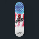 *~* Military Vet FISHERMAN Red White Blue Flag Skateboard<br><div class="desc">*Energetically Enhanced / imbued FISHERMEN FISHERMAN FISHER MAN silhouette on American Flag * Patriotic American Flag with FISHERMEN FISHERMAN FISHER MAN silhouette . . This design features the USA Flag American Flag also known as Old Glory and Stars and Stripes. This Watercolor American Flag design includes the colours Red White...</div>
