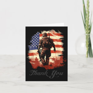 Military Veteran American Flag Thank Memorial Day Card