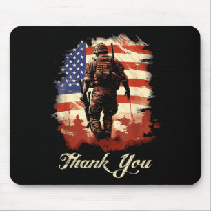 Military Veteran American Flag Thank Memorial Day Mouse Mat