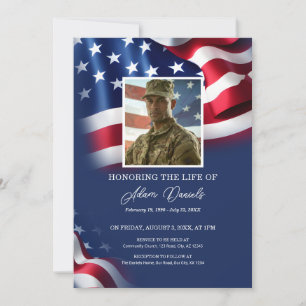 Military Veteran Celebration Of Life, USA flag Invitation