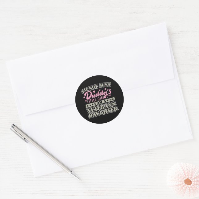 Military Veteran Daughter - Daddy's Little Girl Classic Round Sticker (Envelope)