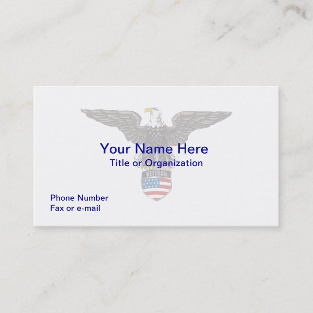 Military Veteran Eagle Business Card (Front)