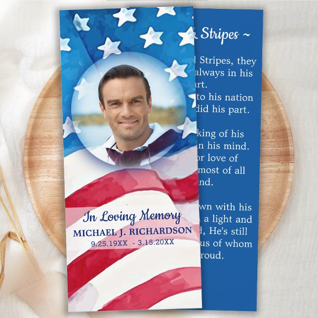 Military Veteran Funeral Prayer Bookmark USA Flag  (Creator Uploaded)