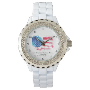 *~* Military Veteran Mum Red White Blue US Flag Watch