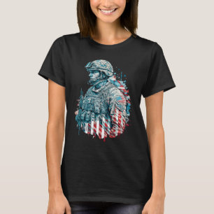 Military Veteran Patriotic American Flag  6 T-Shirt