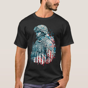 Military Veteran Patriotic American Flag  6 T-Shirt