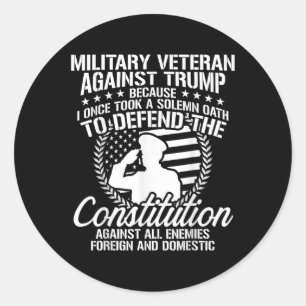 Military Veterans Against Trump 2020 Usa Election Classic Round Sticker