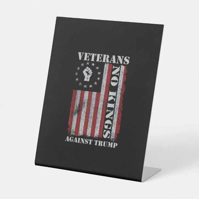 Military Veterans Protest Flag Patriotic Freedom Pedestal Sign (Front)