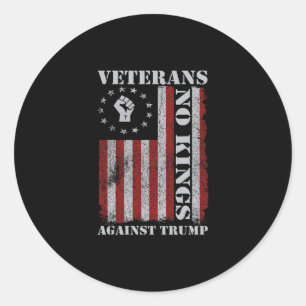 Military Veterans Protest Usa Flag No Kings Americ Classic Round Sticker