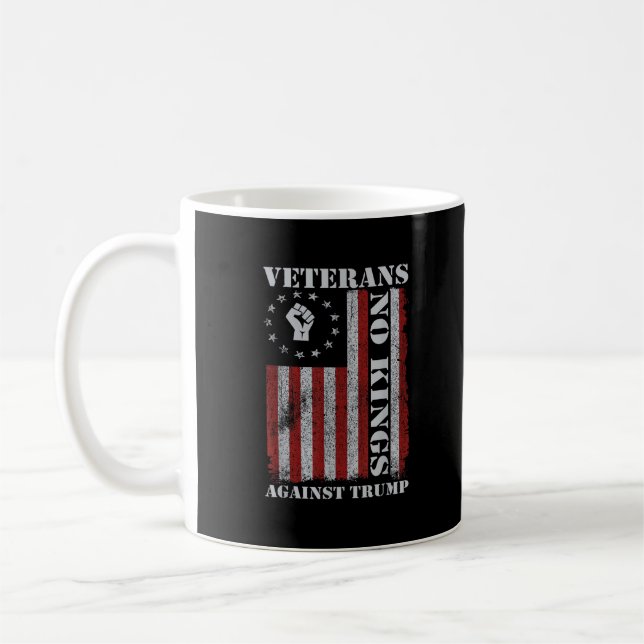 Military Veterans Protest USA Flag No Kings Americ Coffee Mug (Left)