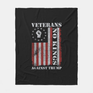 Military Veterans Protest USA Flag No Kings Americ Fleece Blanket