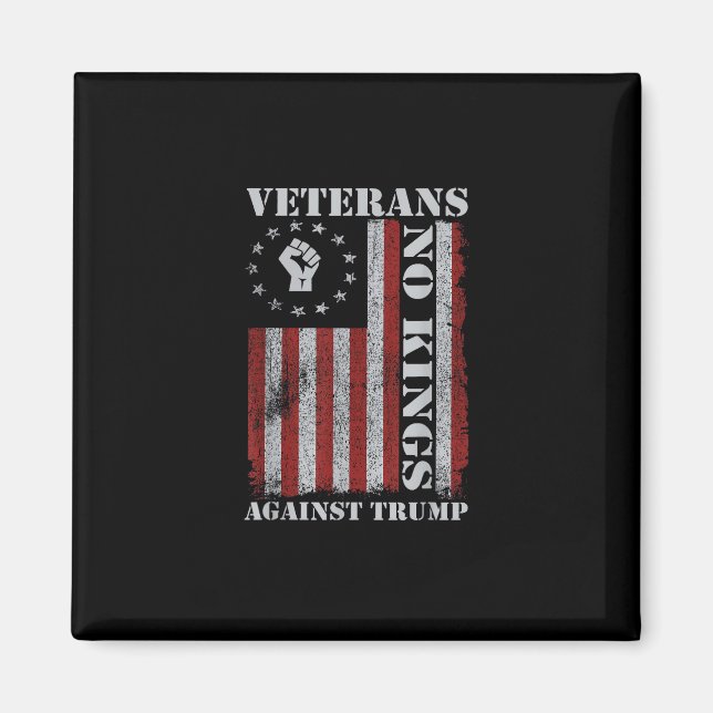 Military Veterans Protest USA Flag No Kings Americ Magnet (Front)