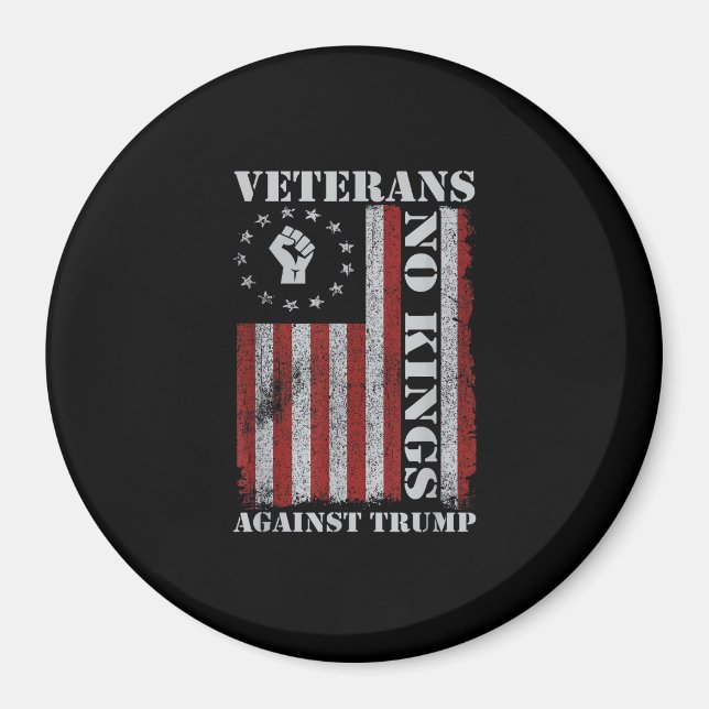 Military Veterans Protest USA Flag No Kings Americ Magnet (Front)