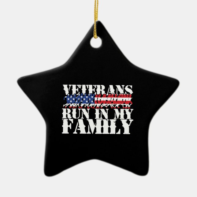 Military Veterans Run in My Family - Running Ceramic Tree Decoration (Front)