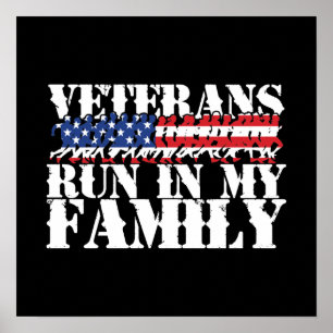 Military Veterans Run in My Family - Running Poster