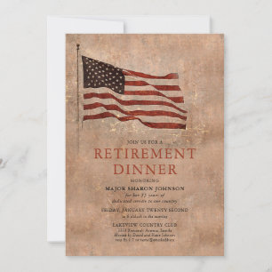 Military Vintage Flag Retirement Invitation