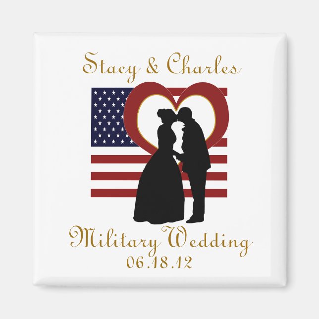 Military Wedding Favour Flag Heart Magnet (Front)