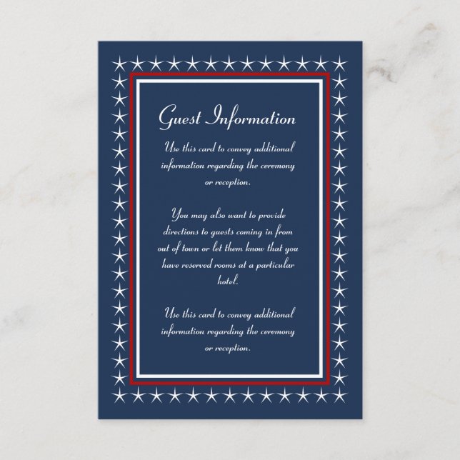 Military Wedding Guest Information Cards (Front)