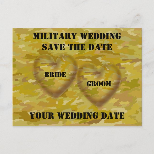 Military Wedding Save the Date Announcement Postcard (Front)