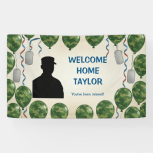 Military Welcome Home Community Banner with Camo 