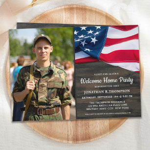 Military Welcome Home Party American Flag  Invitation