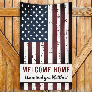 Military Welcome Home Patriotic American Flag Banner