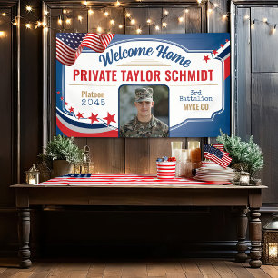 Military Welcome Home Photo Patriotic US Flag 3x5' Banner
