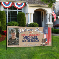 Military Welcome Home US Flag Boots Rustic Photo