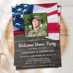 Military Welcome Home USA Patriotic American Flag Invitation