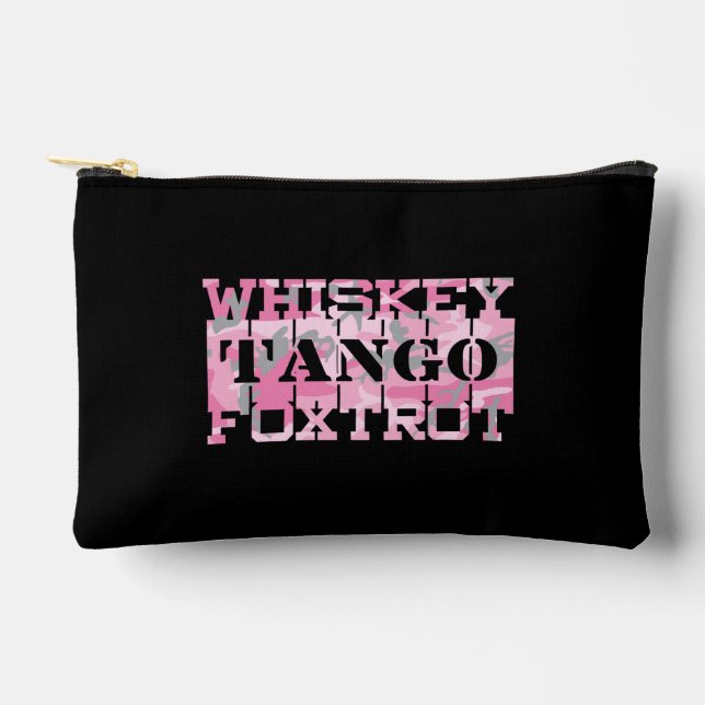 Military Whiskey Tango Foxtrot Pink Camo Accessory Pouch (Front)